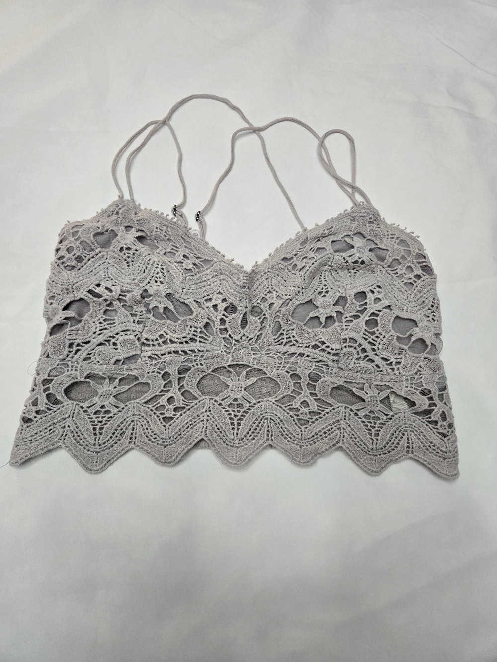 FREE PEOPLE Lace Bralette Crop Top in Light Gray